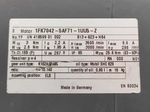 Siemens 1FK7042-5AF71-1UU5-Z SIMOTICS S Synchronous Servo Motor