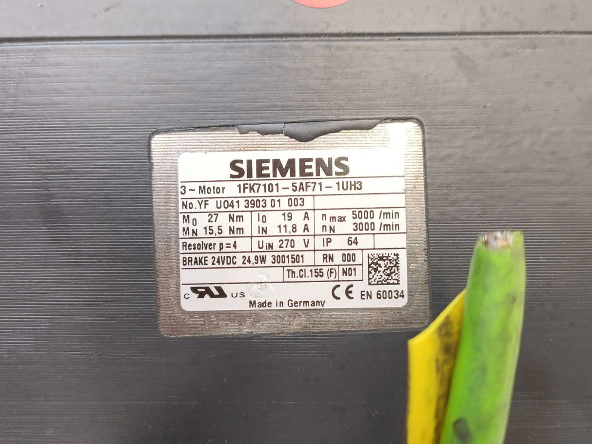 Siemens 1FK7101-5AF71-1UH3 SIMOTICS S Permanent-magnet Synchronous Servo Motor