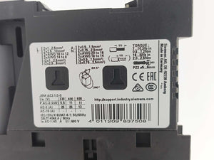 Siemens 3RT2026-1BB44-3MA0 SIRIUS Power Contactor w/A8E56200509430 Contact Block