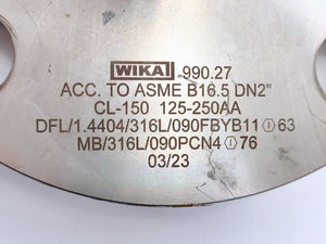 WIKA 990.27 Diaphragm Seal with Flange Connection CL-150 125-250AA