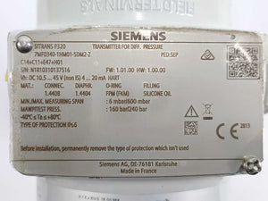 Siemens 7MF0340-1HM01-5DM2-Z SITRANS P320 Pressure Transmitter
