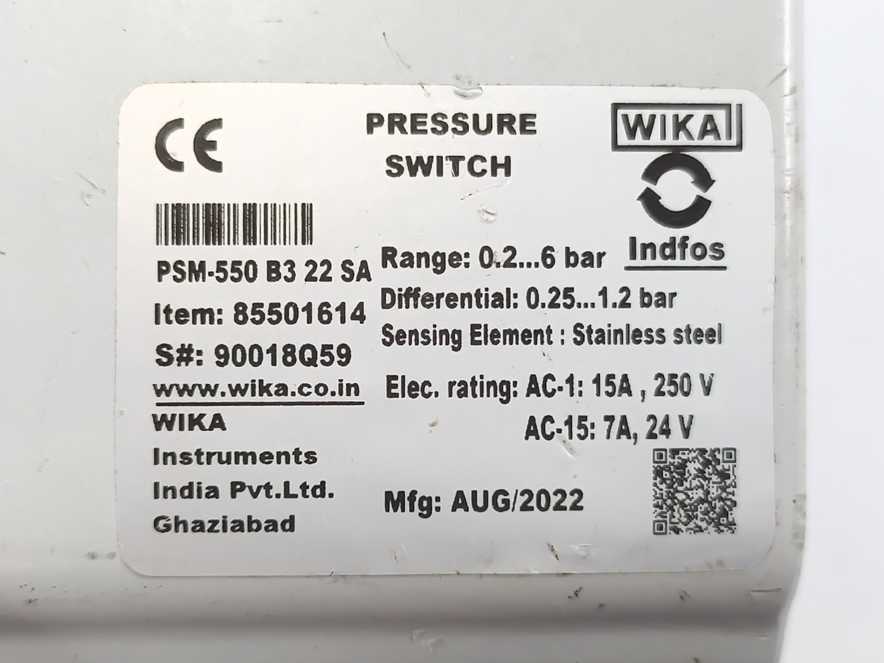 WIKA PSM-550 Heavy-Duty Pressure Switch 0.2...6Bar