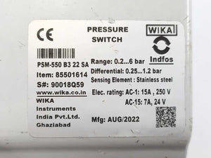 WIKA PSM-550 Heavy-Duty Pressure Switch 0.2...6Bar
