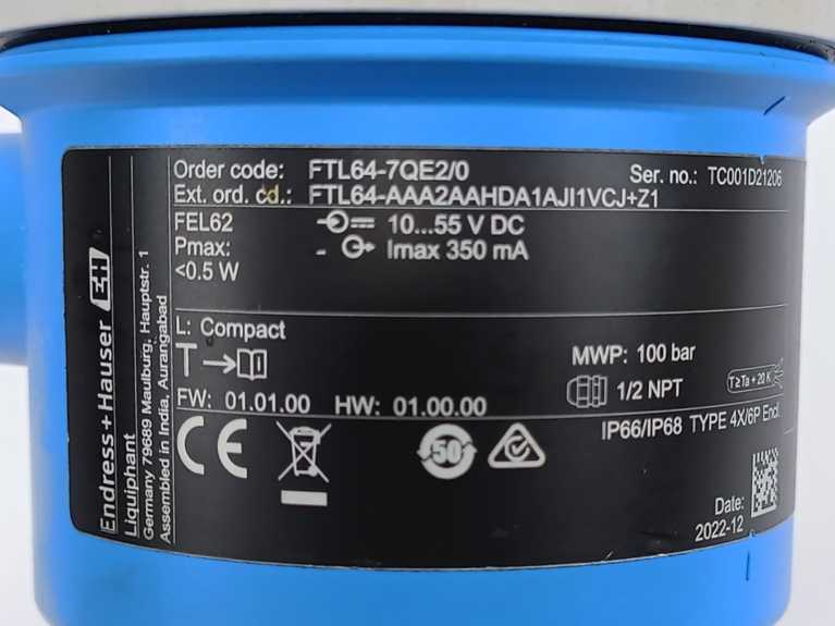 Endress+Hauser FTL64-7QE2/0 Liquiphant FTL64 Level Switch -60 °C...+280 °C