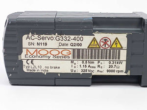 Moog G332-400 L2L10 Brushless Servomotor 0.31 kW, 9000 rpm