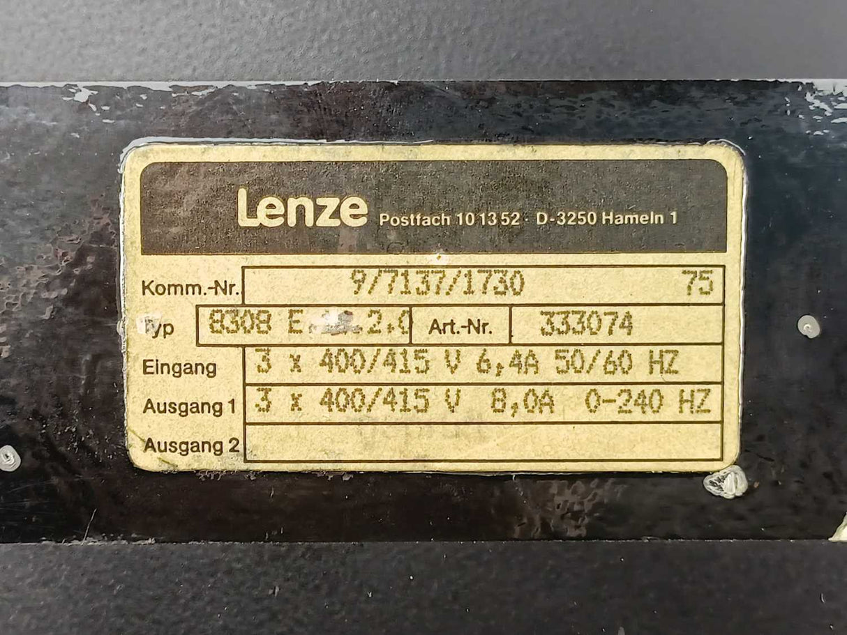 LENZE 333074 8308 E.1B.2.0 Frequency Inverter