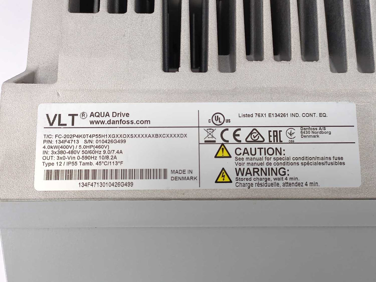 Danfoss FC-202P4K0T4P55H1XGXXOXSXXXXAXBXCXXXXDX 134F4713 VLT Drive 0.4 kW