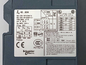 TELEMECANIQUE GV3ME63 Motor Circuit Breaker 40-63A