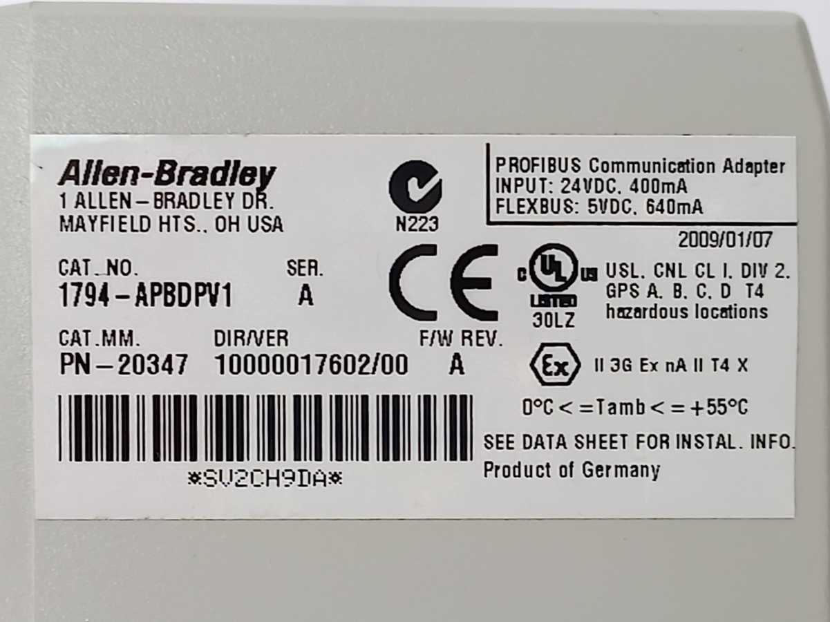 AB 1794-APBDPV1 Flex Profibus Adapter 24 VDC