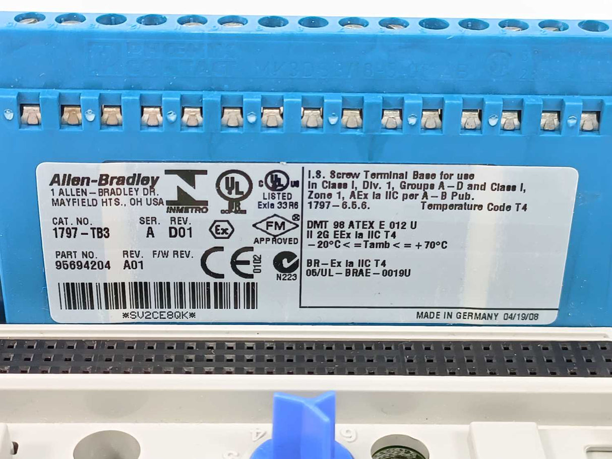 AB 1797-IE8 Ser. A FlexEx 8 Point Analog Input Module w/ 1797-TB3 Base