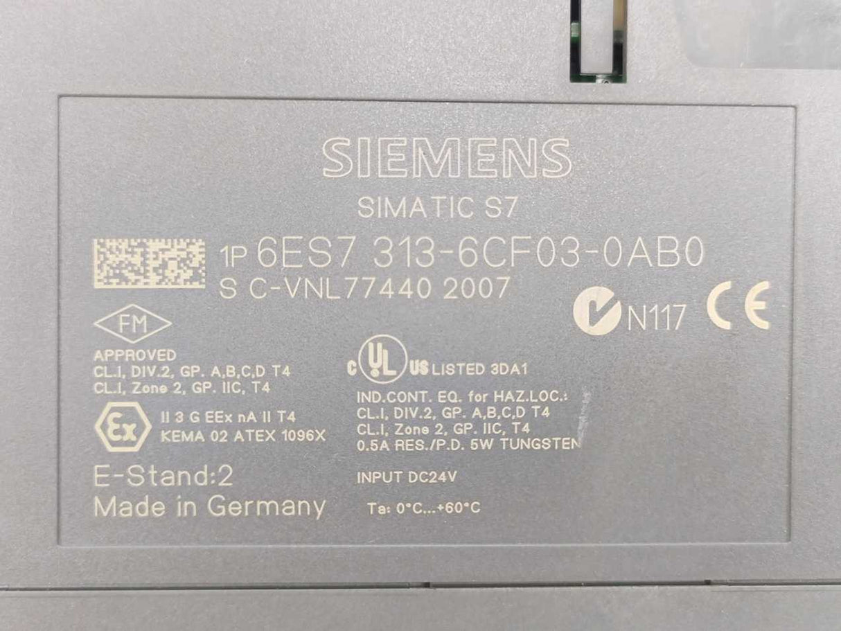 Siemens 6ES7313-6CF03-0AB0 Simatic S7, With: 6ES7953-8LG11-0AA0