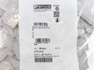 Phoenix Contact 3214314 D-UT 2,5-3L End Cover Batch 50 Pcs.