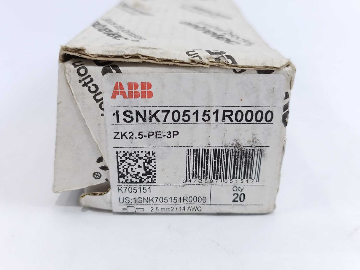 ABB 1SNK705151R0000 ZK2.5-PE-3P PI-Spring Terminal Block Batch 20 Pcs.