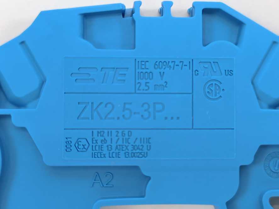 TE Connectivity 1SNK705021R0000 ZK2.5-3P-BL PI-Spring Terminal Block 50 Pcs.