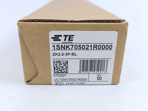 TE Connectivity 1SNK705021R0000 ZK2.5-3P-BL PI-Spring Terminal Block 50 Pcs.