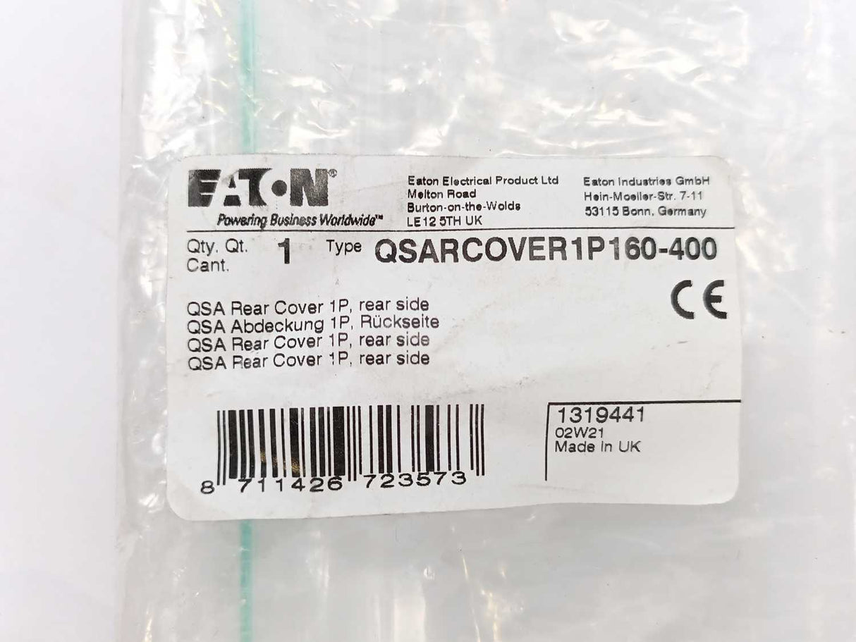 Eaton QSARCOVER1P160-400 Rear Terminal Protective Cover