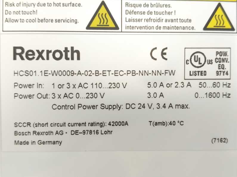 Bosch Rexroth R911328450 HCS01.1E-W0009-A-02-B-ET-EC-PB-NN-NN-FW Converter