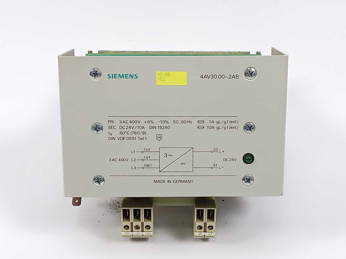 Siemens 4AV3000-2AB Three-Phase Transformer DC 24V / 10A
