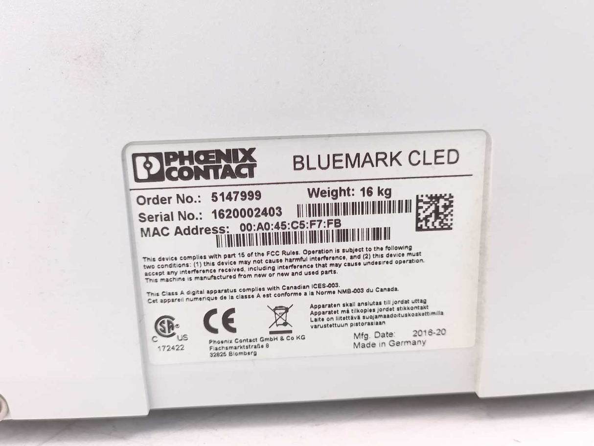 Phoenix Contact 5147999 Bluemark Cled  *Unknown condition, sold for spare parts*
