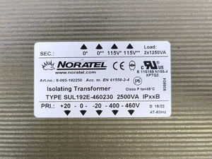 Noratel 8-065-192250 SUL 192E-460230 Isolating Transformer 2500VA