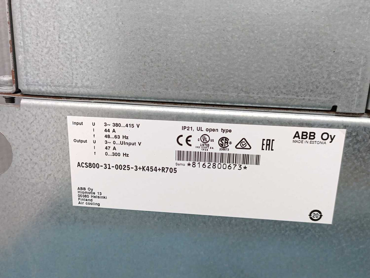 ABB ACS800-31-0025-3+K454+R705 IP21, UL Open Type + Control Panel  CDP312R