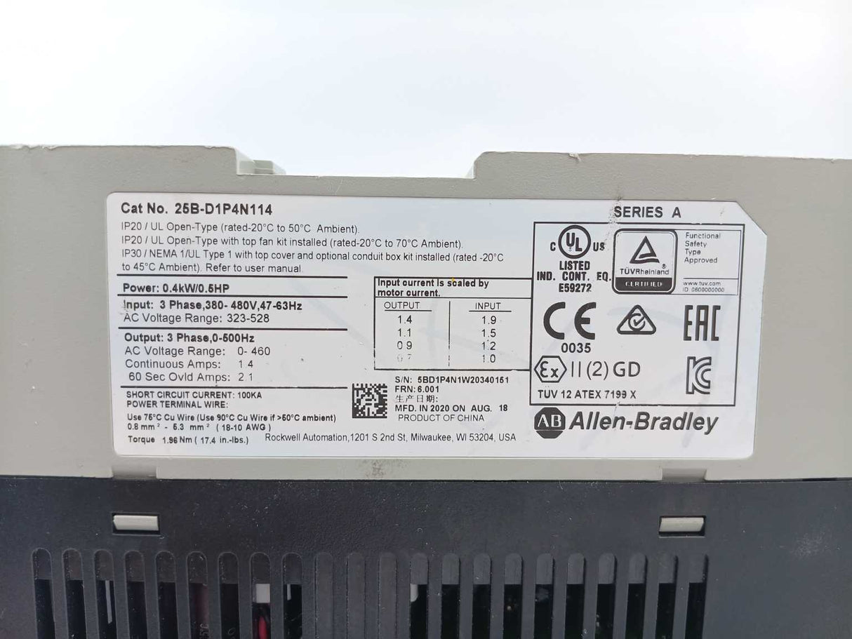 AB 25B-D1P4N114 0.4kW/0.5HP Ser.A with 25B Ser.A
