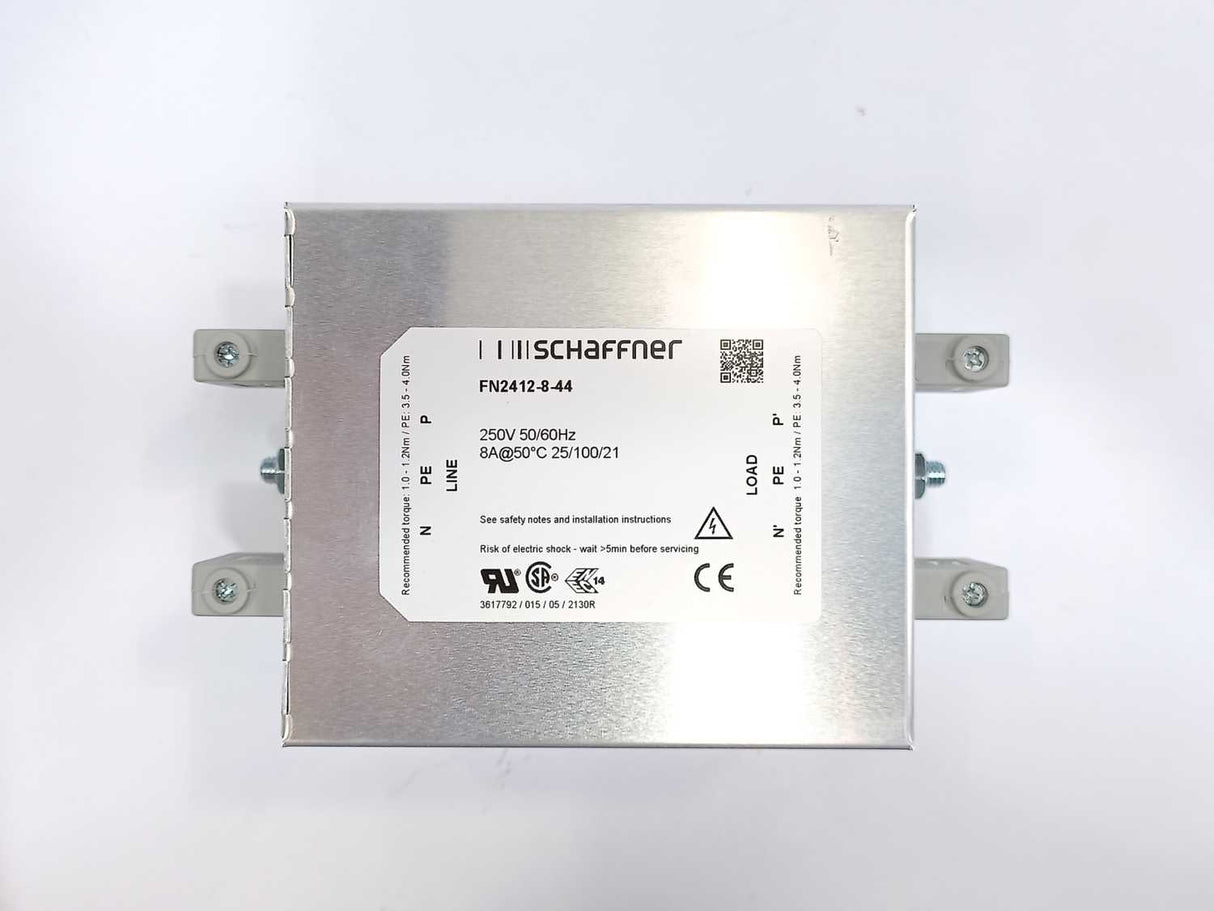 SCHAFFNER FN2412-8-44 Power Line Filter, 250V, 50/60Hz, 8A
