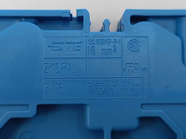 AMP / TE Connectivity 1SNK712020R0000  ZK16-BL PI-Spring Clamp Blue. Batch 20 pcs