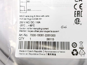 MURR Elektronik 7000-18081-2261000 MSUD Valve Plug A-18mm with Cable