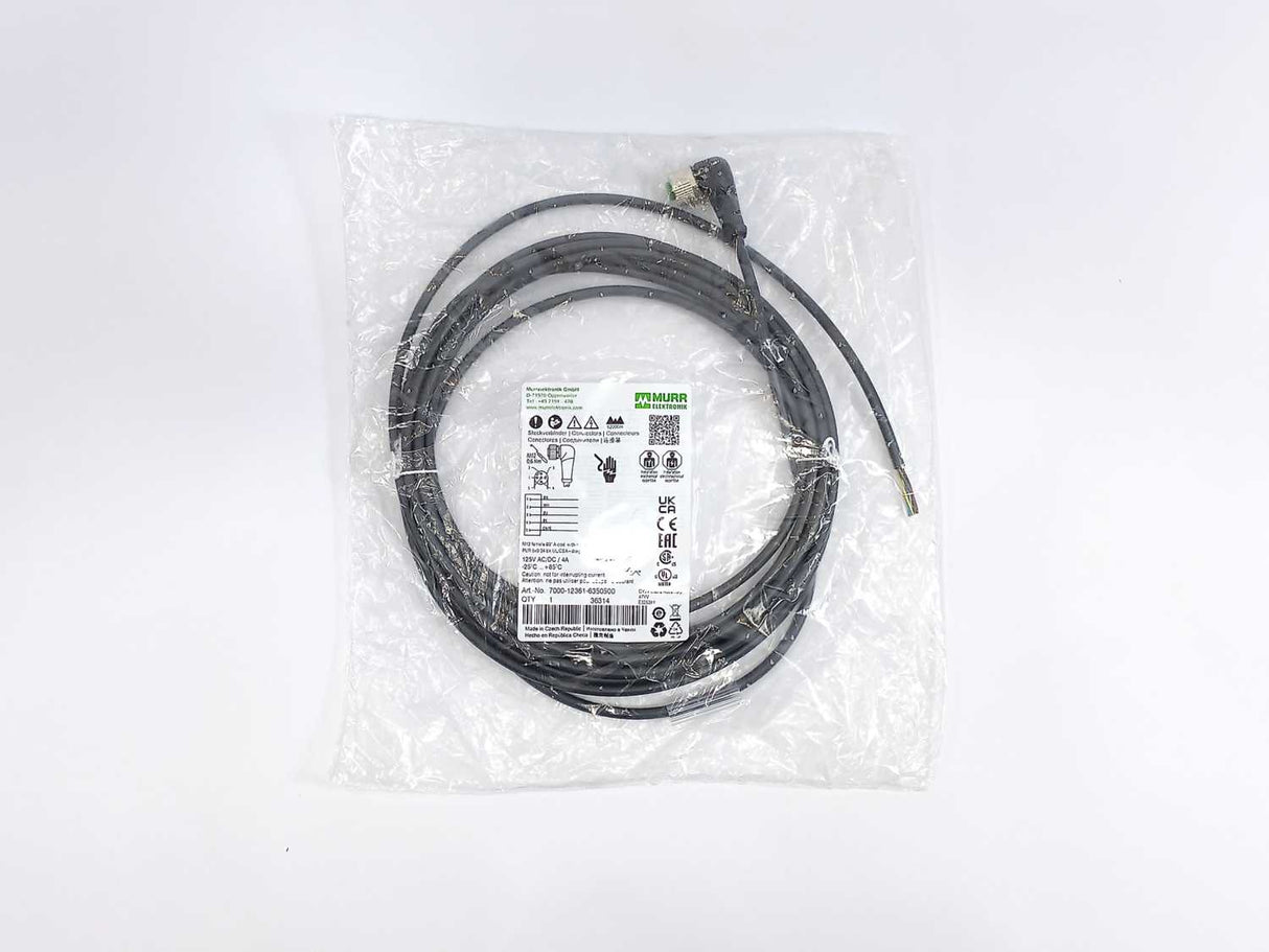 MURR Elektronik 7000-12361-6350500 M12 Female 90° A-cod. with Cable