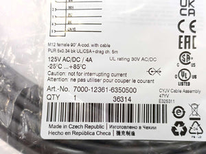 MURR Elektronik 7000-12361-6350500 M12 Female 90° A-cod. with Cable