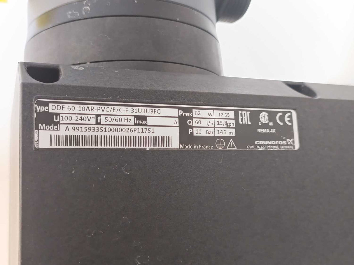 Grundfoss DDE60-10AR-PVC/E/C-F-31U3U3FG SMART Digital Diaphragm Dosing Pump