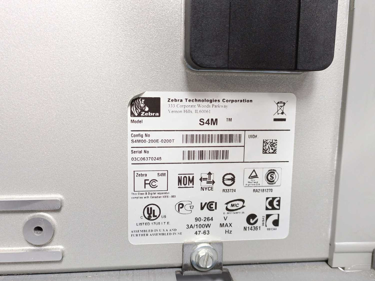 Zebra S4M00-200E-0200T S4M Industrial Thermal Transfer Barcode Label Printer