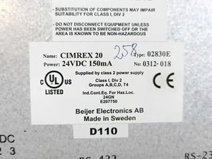 CIMREX 20 02830E  Operator Panel 24VDC 150mA