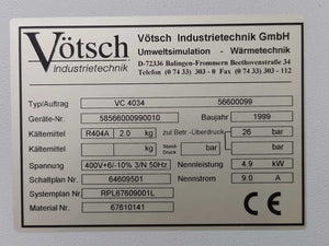 VÖTSCH 56600099 VC 4034 Temp Humidity Test Chamber *SPARE PARTS*