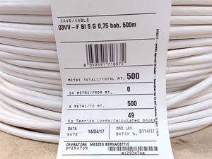 03VV-F White Cable 5 Cores 0,75mm2 Sold by the Meter
