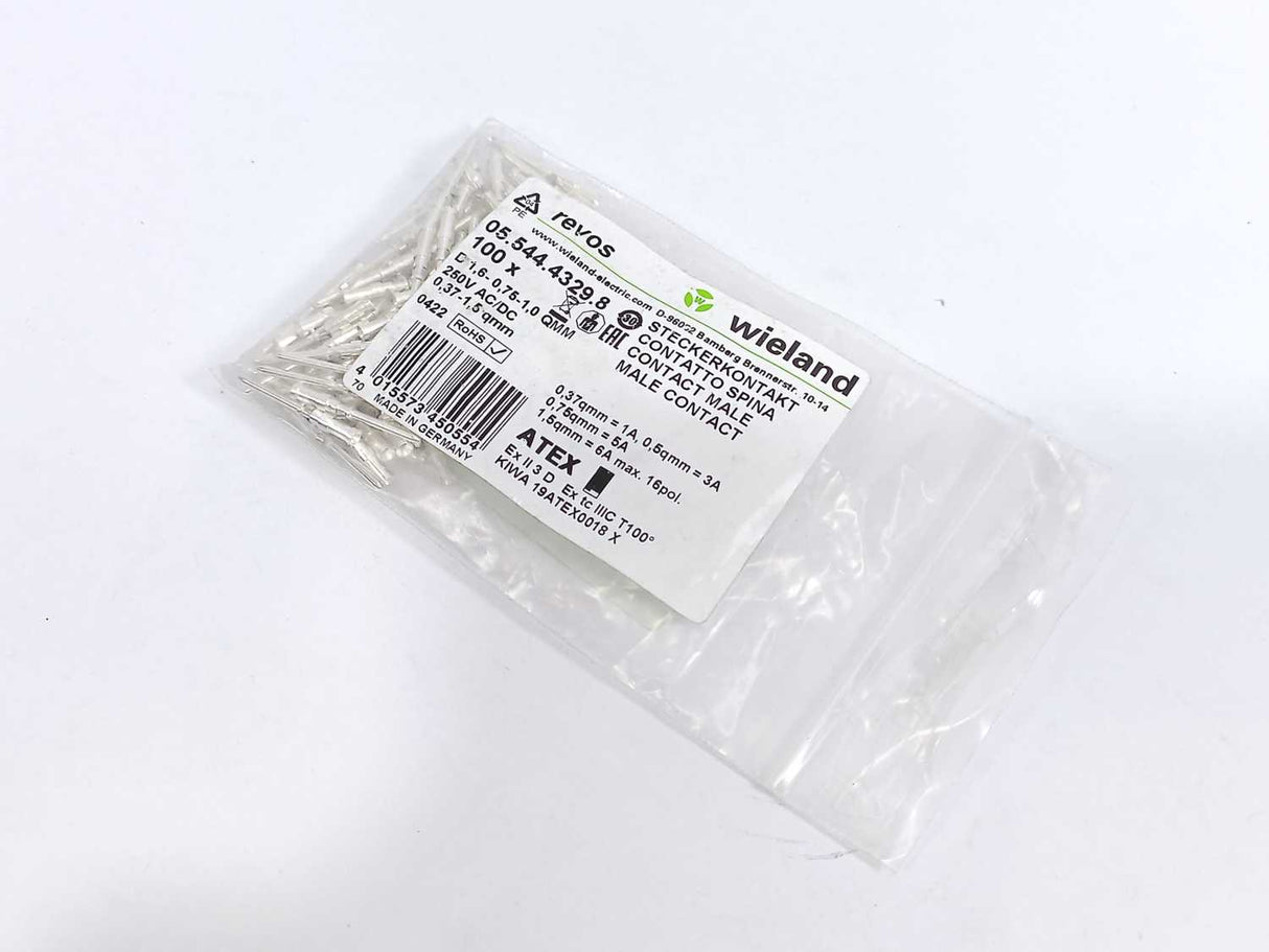 Wieland 05.544.4329.8 Pin Male Contact 100 Pcs. Batch
