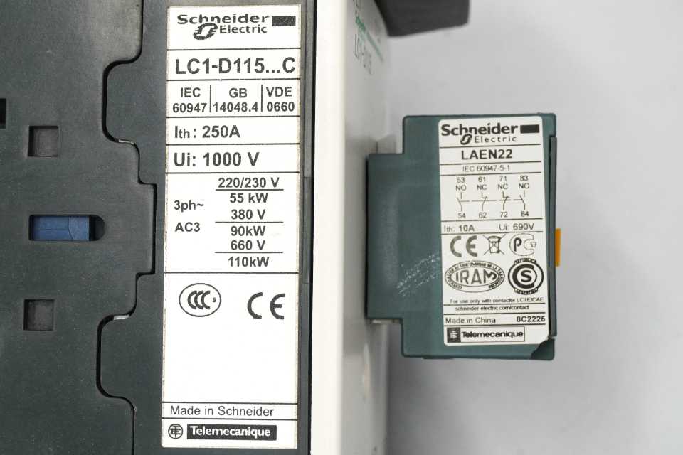 Schneider Electric LC1-D115 TeSys D Series AC Magnetic Contactor with LAEN22