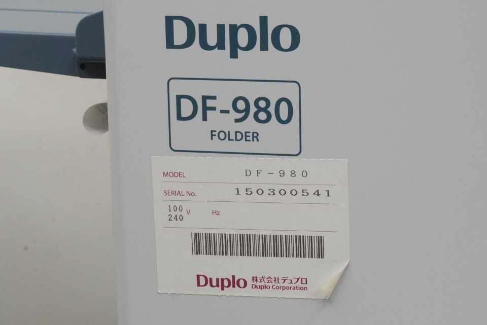Duplo DF-980 Automatic Paper Folder