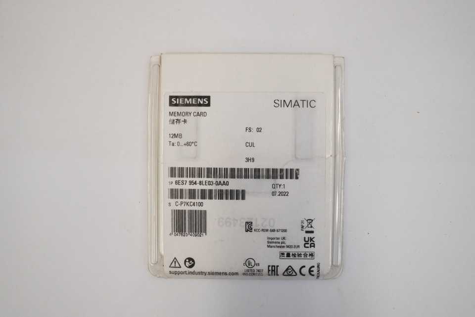 Siemens 6ES7954-8LE03-0AA0 SIMATIC S7 Memory Card 12 MB