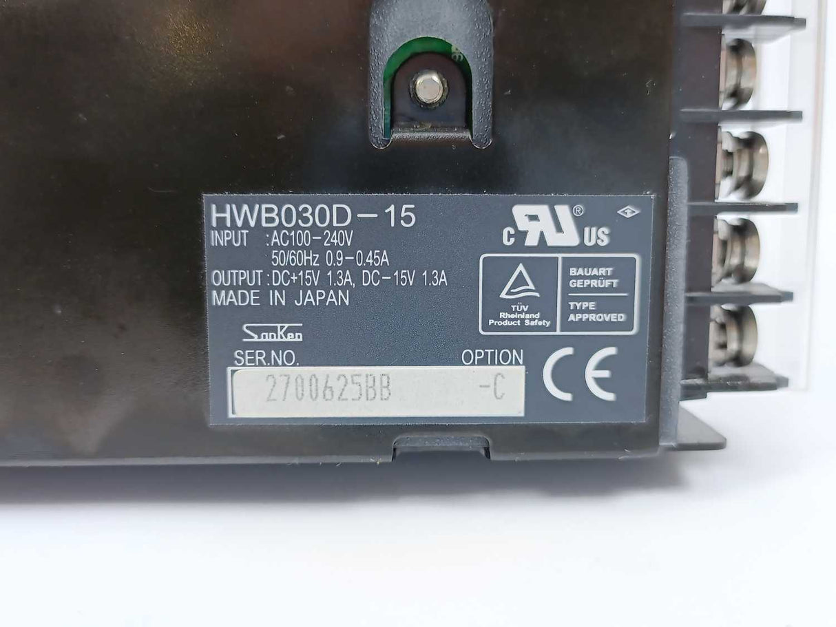 Sanken HWB030D-15 Power Supply DC-15V 1.3A