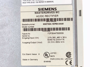 Siemens 6SE7024-1EP85-0AA0 AC/DC Rectifier