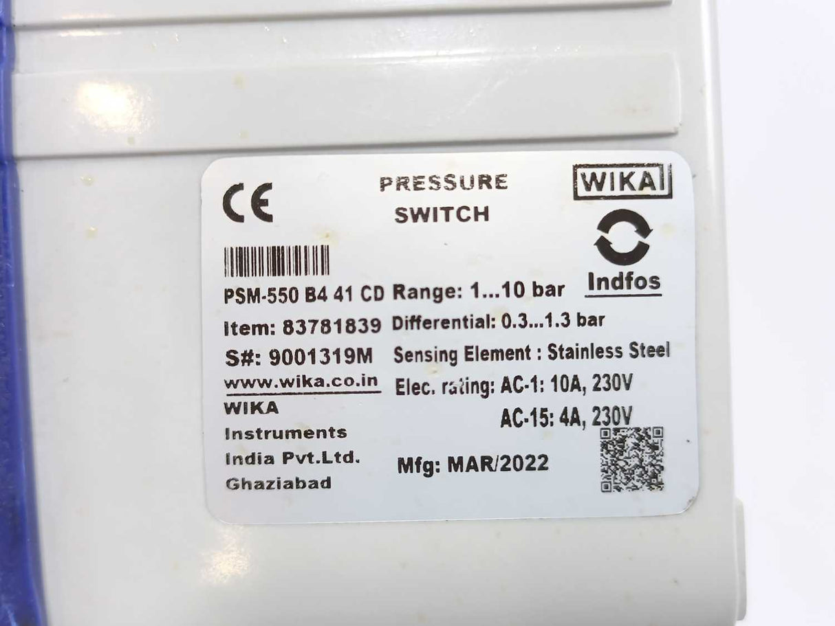 WIKA 83781839 PSM-550 B4 41 CD Pressure Switch 1-10bar