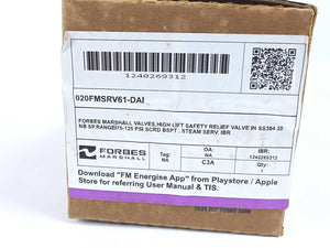 Forbes Marshall 020FMSRV61-DAI High Lift Safety Relief Valve 75-125psi