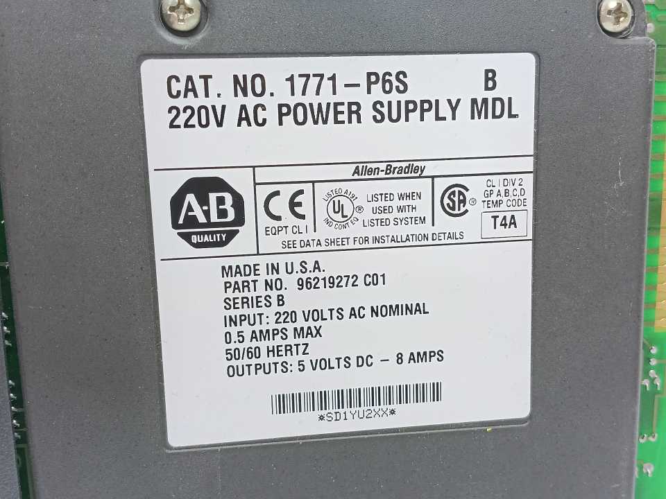 AB 1771-P6S Series B 220V AC Power Supply Module 96219272 C01