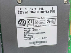 AB 1771-P6S Series B 220V AC Power Supply Module 96219272 C01