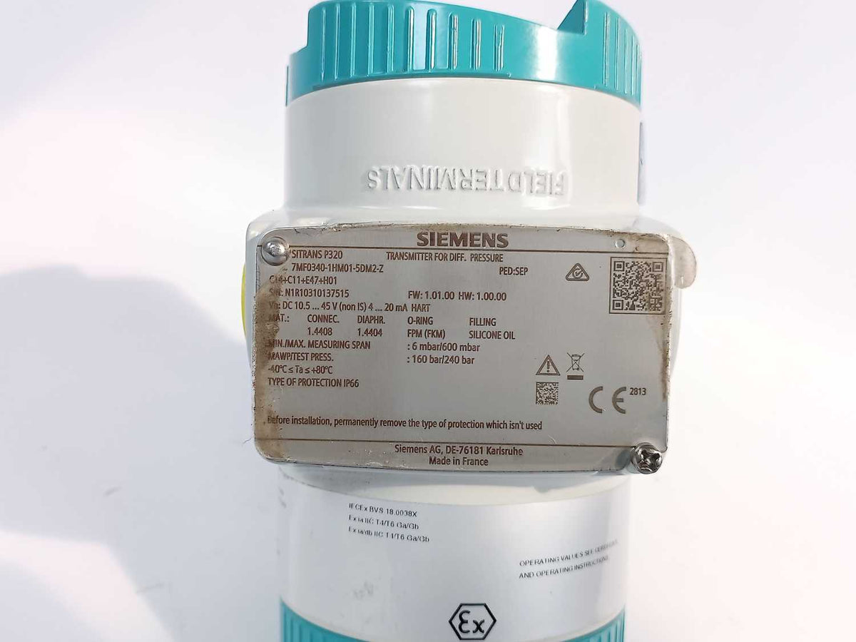 Siemens 7MF0340-1HM01-5DM2-Z SITRANS P320 Transmitter for Differential Pressure