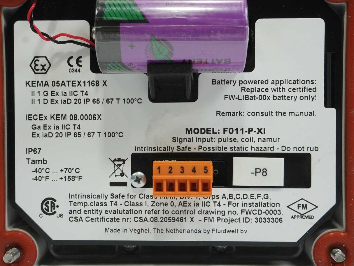 Fluidwell F011-P-XI Flow Rate Indicator (Intrinsically Safe, ATEX/IECEx)