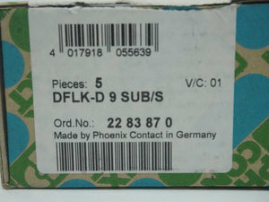 Phoenix Contact 2283870 DFLK-D 9 SUB/S Termination Board Batch 5pcs.