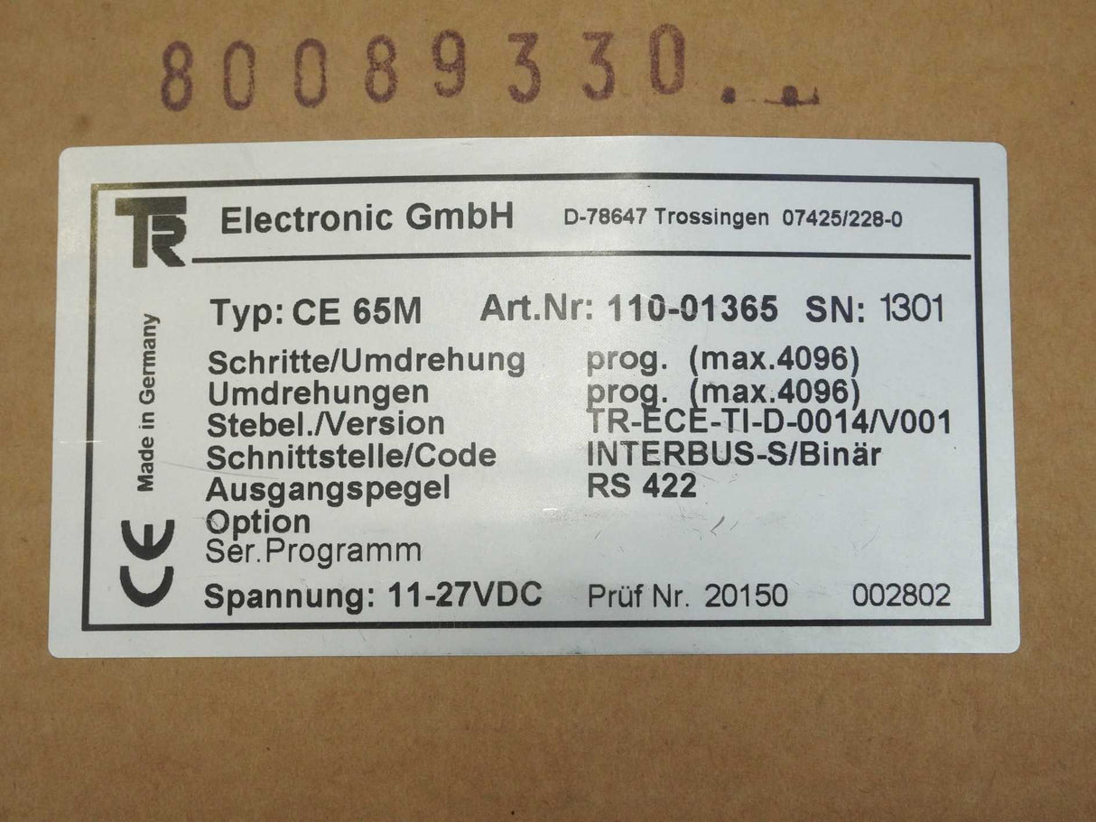 TR Electronic 110-01365 CE 65M RS 22 Multiturn Encoder